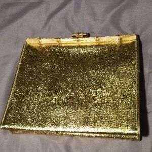 After Dark Vintage Gold 80' Clutch With Coin Putch Of A Chain. Satin Gold Lined